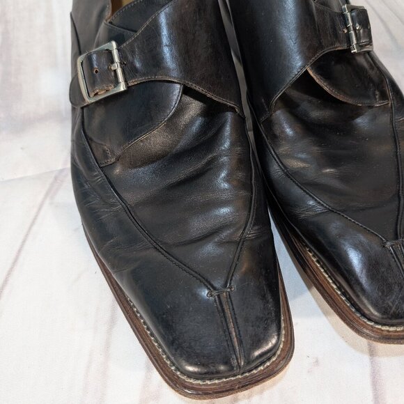 Mezlan Black Leather Monk Strap Dress Shoes 10.5M Made in Spain - Picture 6 of 10
